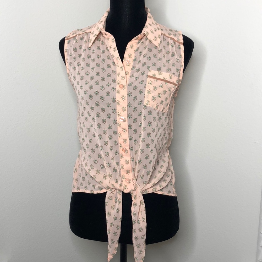 Pink Floral Button Up Top